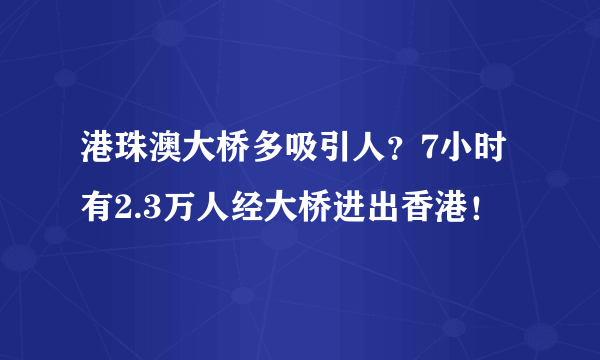 港珠澳大桥多吸引人？7小时有2.3万人经大桥进出香港！