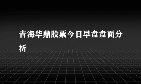 青海华鼎股票今日早盘盘面分析