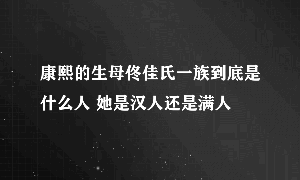 康熙的生母佟佳氏一族到底是什么人 她是汉人还是满人