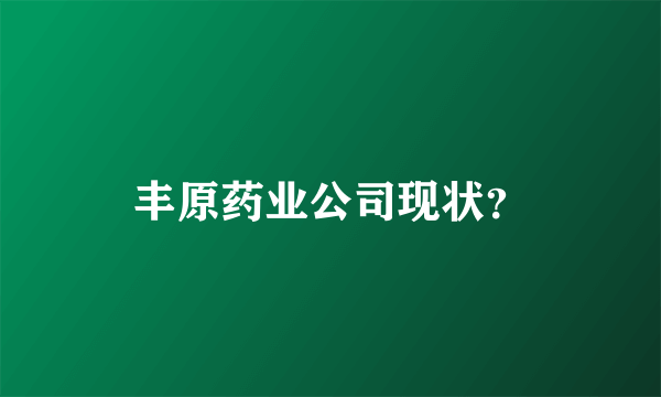 丰原药业公司现状？