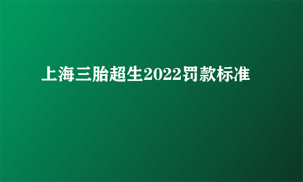 上海三胎超生2022罚款标准