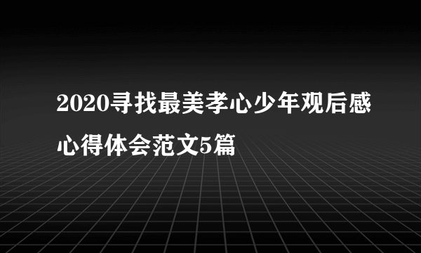 2020寻找最美孝心少年观后感心得体会范文5篇