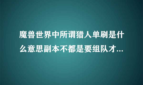 魔兽世界中所谓猎人单刷是什么意思副本不都是要组队才能进的吗?