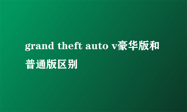 grand theft auto v豪华版和普通版区别