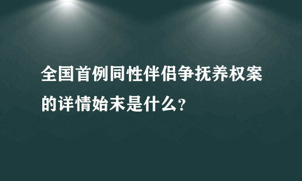 全国首例同性伴侣争抚养权案的详情始末是什么？