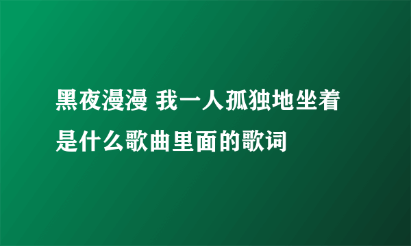 黑夜漫漫 我一人孤独地坐着 是什么歌曲里面的歌词