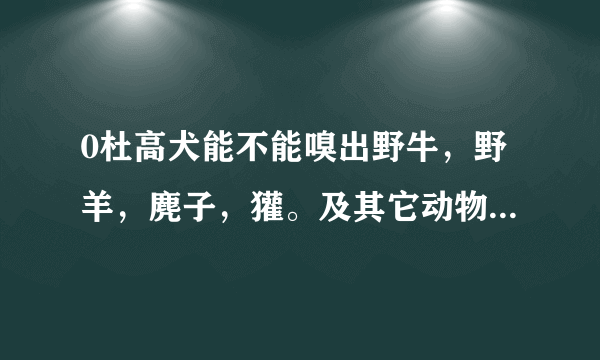 0杜高犬能不能嗅出野牛，野羊，麂子，獾。及其它动物的骚味 ，在大山上打猎适合吗？