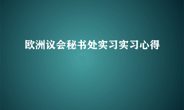 欧洲议会秘书处实习实习心得