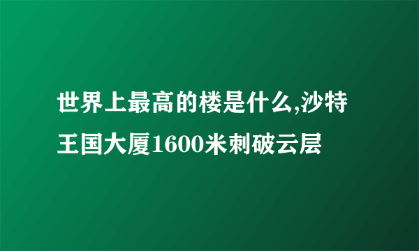 世界上最高的楼是什么,沙特王国大厦1600米刺破云层