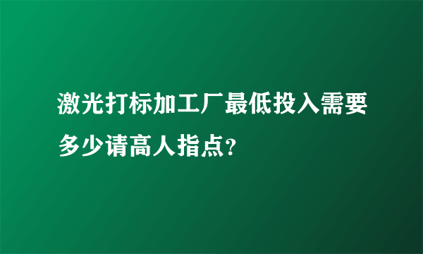 激光打标加工厂最低投入需要多少请高人指点？