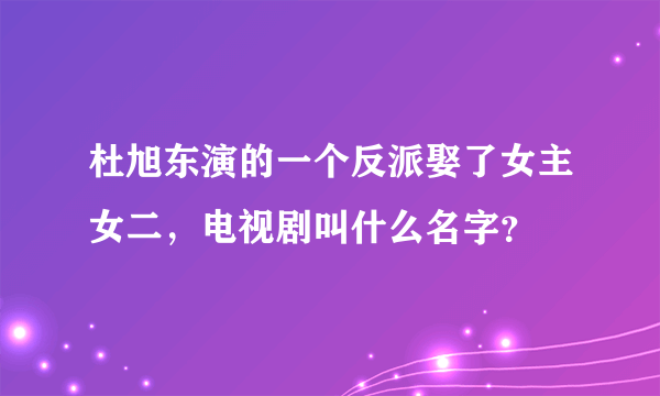 杜旭东演的一个反派娶了女主女二，电视剧叫什么名字？