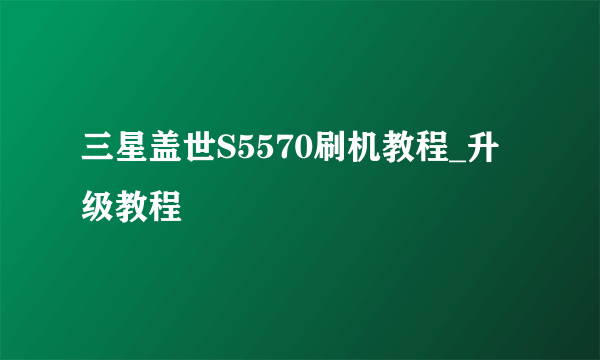 三星盖世S5570刷机教程_升级教程