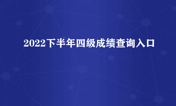 2022下半年四级成绩查询入口