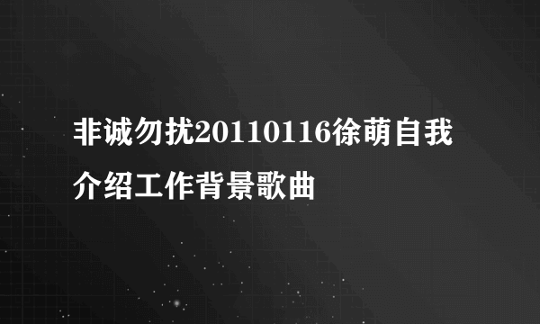 非诚勿扰20110116徐萌自我介绍工作背景歌曲