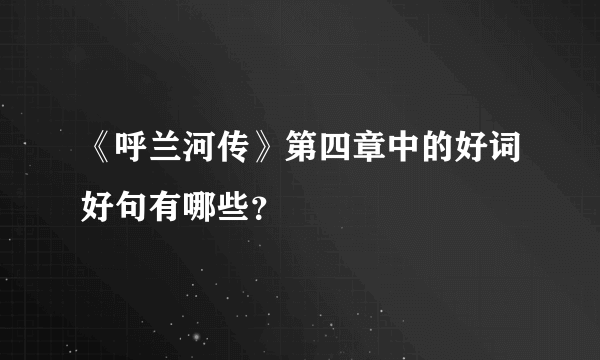 《呼兰河传》第四章中的好词好句有哪些？