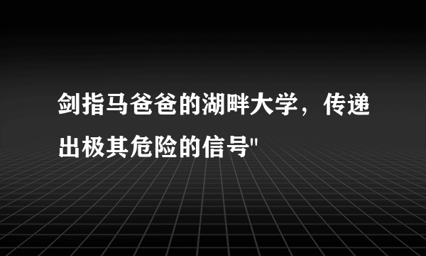 剑指马爸爸的湖畔大学，传递出极其危险的信号