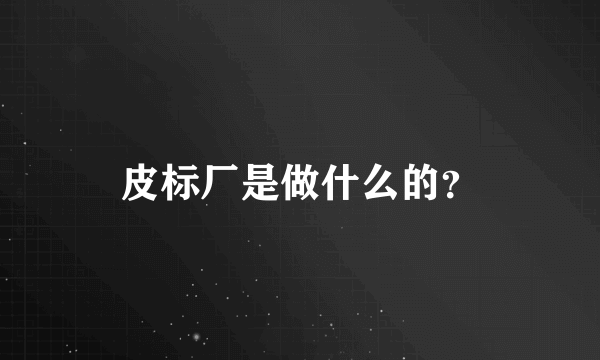 皮标厂是做什么的？