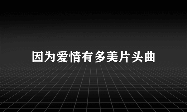 因为爱情有多美片头曲