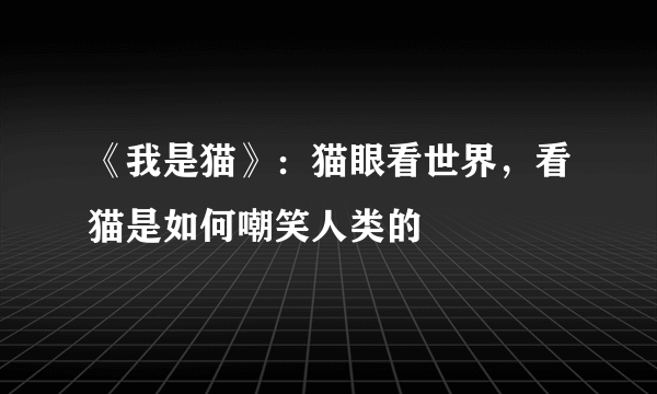 《我是猫》：猫眼看世界，看猫是如何嘲笑人类的