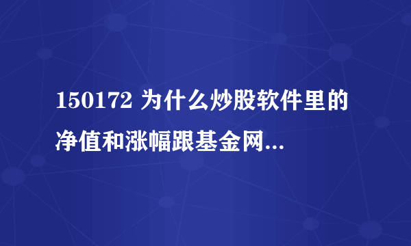 150172 为什么炒股软件里的净值和涨幅跟基金网上不一样。