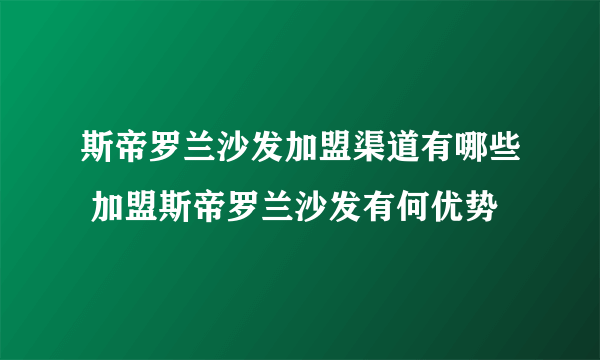 斯帝罗兰沙发加盟渠道有哪些 加盟斯帝罗兰沙发有何优势