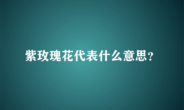 紫玫瑰花代表什么意思？