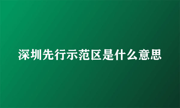 深圳先行示范区是什么意思