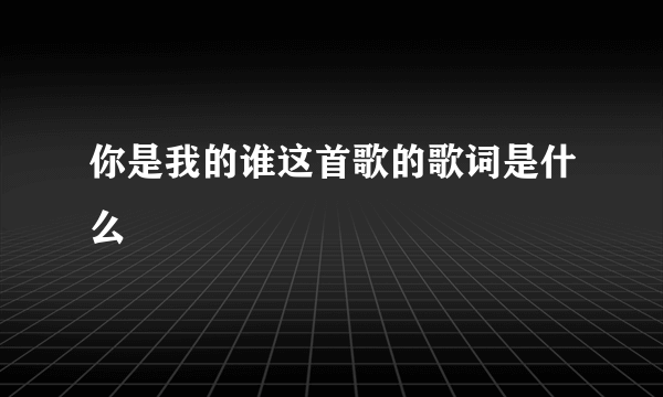 你是我的谁这首歌的歌词是什么