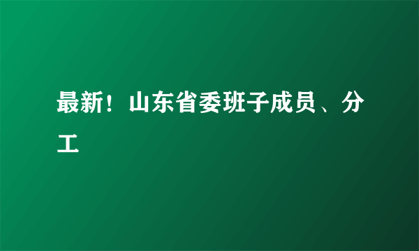 最新！山东省委班子成员、分工