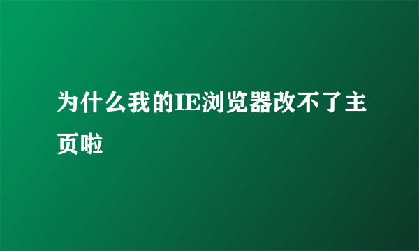 为什么我的IE浏览器改不了主页啦