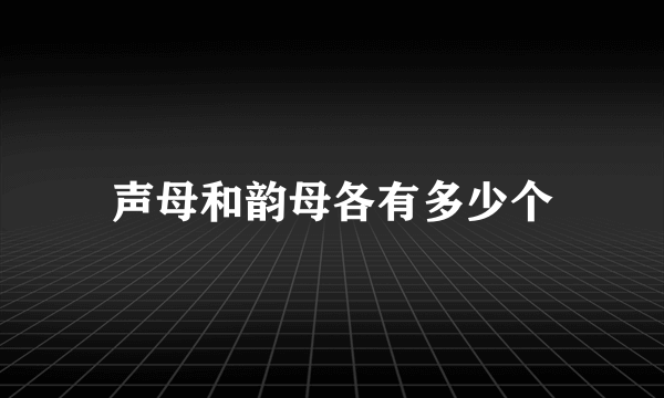 声母和韵母各有多少个