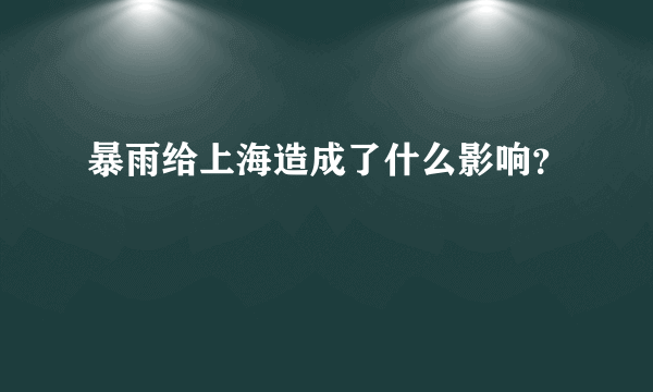 暴雨给上海造成了什么影响？