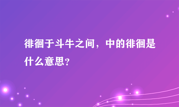 徘徊于斗牛之间，中的徘徊是什么意思？