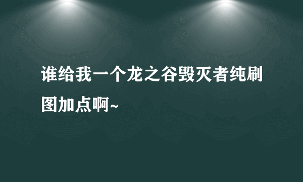 谁给我一个龙之谷毁灭者纯刷图加点啊~