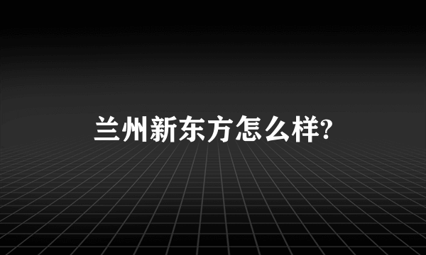 兰州新东方怎么样?