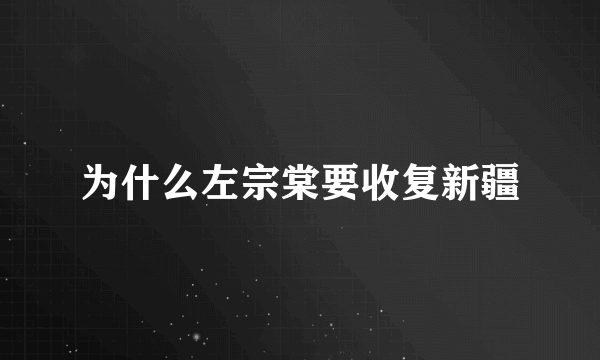 为什么左宗棠要收复新疆