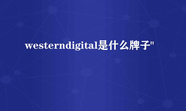 westerndigital是什么牌子