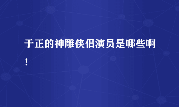 于正的神雕侠侣演员是哪些啊！