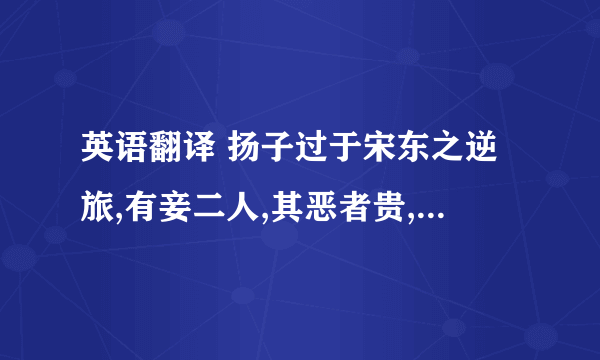 英语翻译 扬子过于宋东之逆旅,有妾二人,其恶者贵,美者贱.扬子问其故,逆旅之父答曰：“美者自美,吾不知其美也；恶有自恶,吾不知其恶也.” 扬子谓弟子曰: