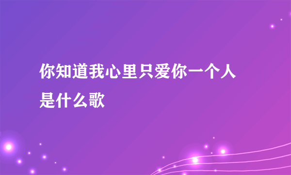 你知道我心里只爱你一个人  是什么歌