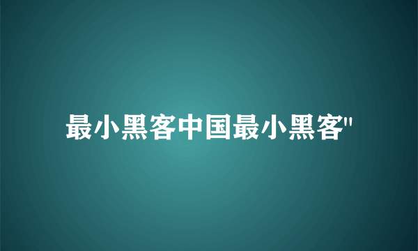 最小黑客中国最小黑客