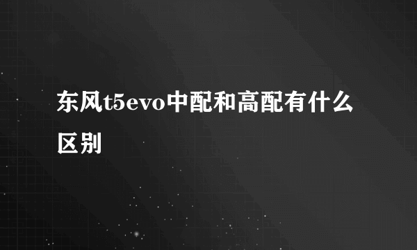 东风t5evo中配和高配有什么区别