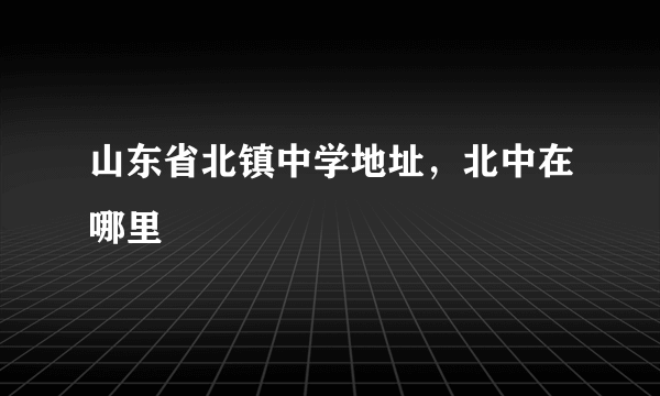 山东省北镇中学地址，北中在哪里