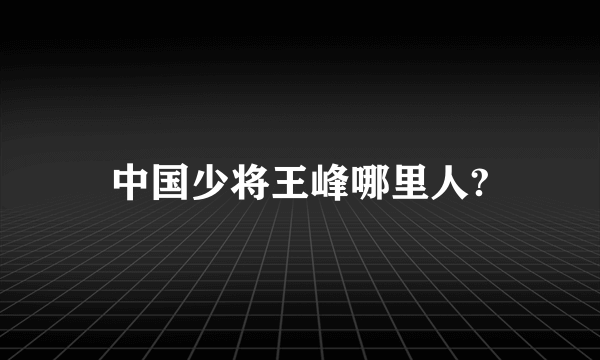 中国少将王峰哪里人?