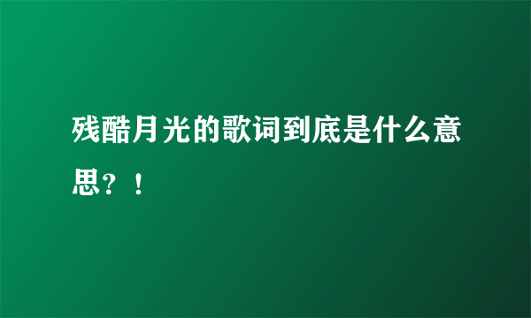 残酷月光的歌词到底是什么意思？！