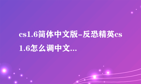 cs1.6简体中文版-反恐精英cs1.6怎么调中文版而且好？