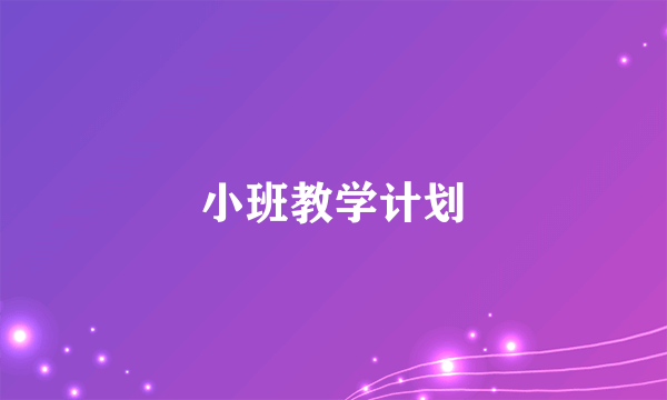 小班教学计划