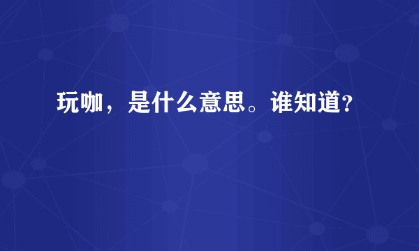 玩咖，是什么意思。谁知道？