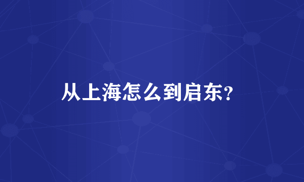 从上海怎么到启东？