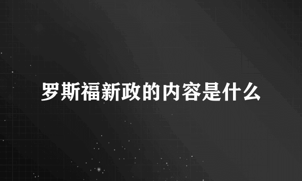 罗斯福新政的内容是什么